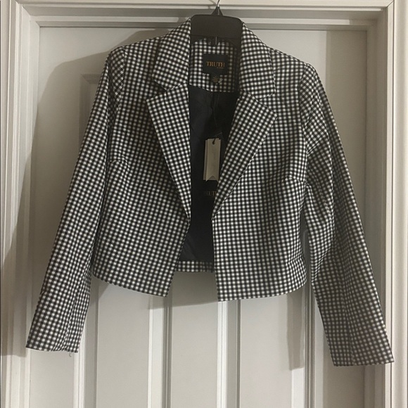 TRUTH BY REPUBLIC Womens Checkered Blazer Jacket NWT - Picture 2 of 10